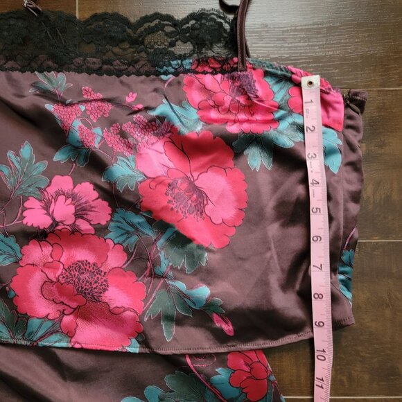 Free People Salvatore Set Womens S Floral Romance Coquette 90s Lace Satin Brown - Picture 8 of 10